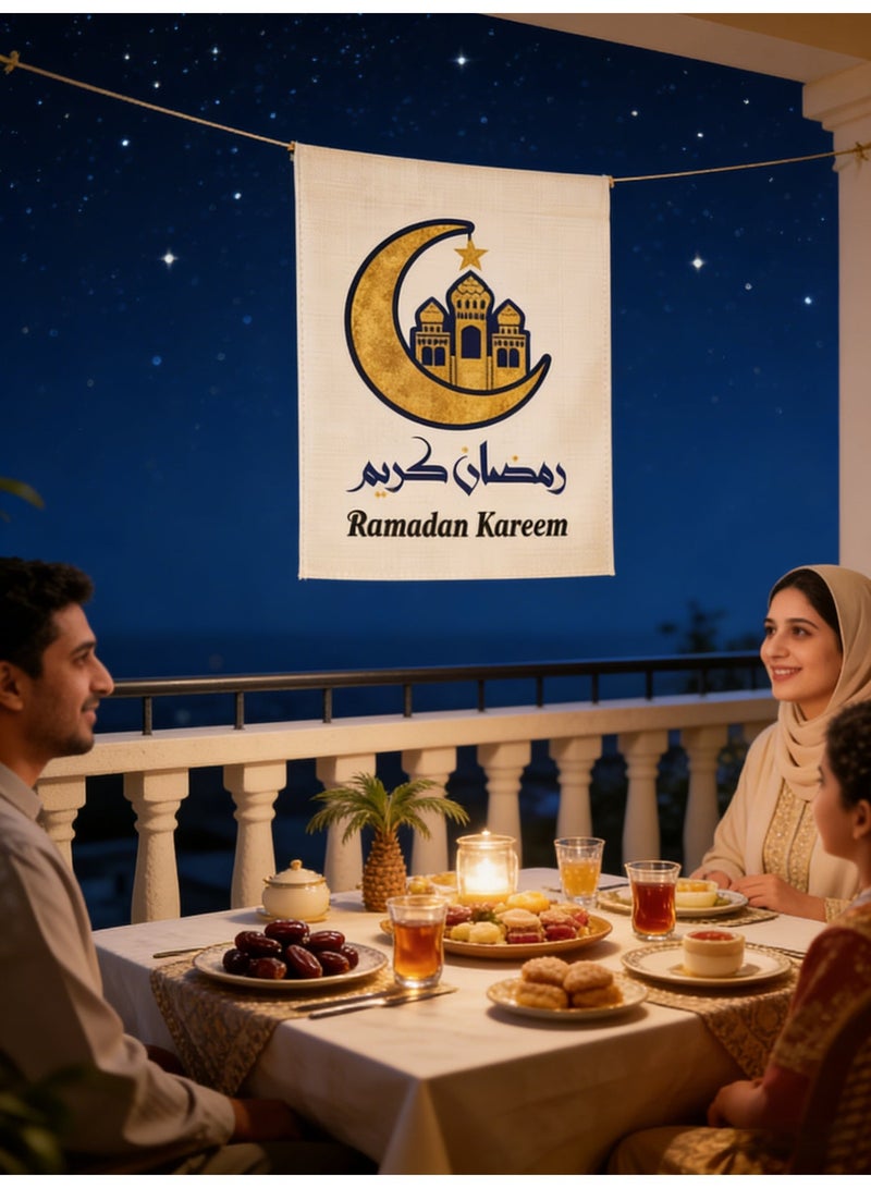 general Ramadan Kareem Eid Mubarak Double-Sided Garden Flag 30×45cm/12×18in | Vertical Islamic Lantern & Moon Yard Banner for Outdoor Patio Festival Decor - Image 1